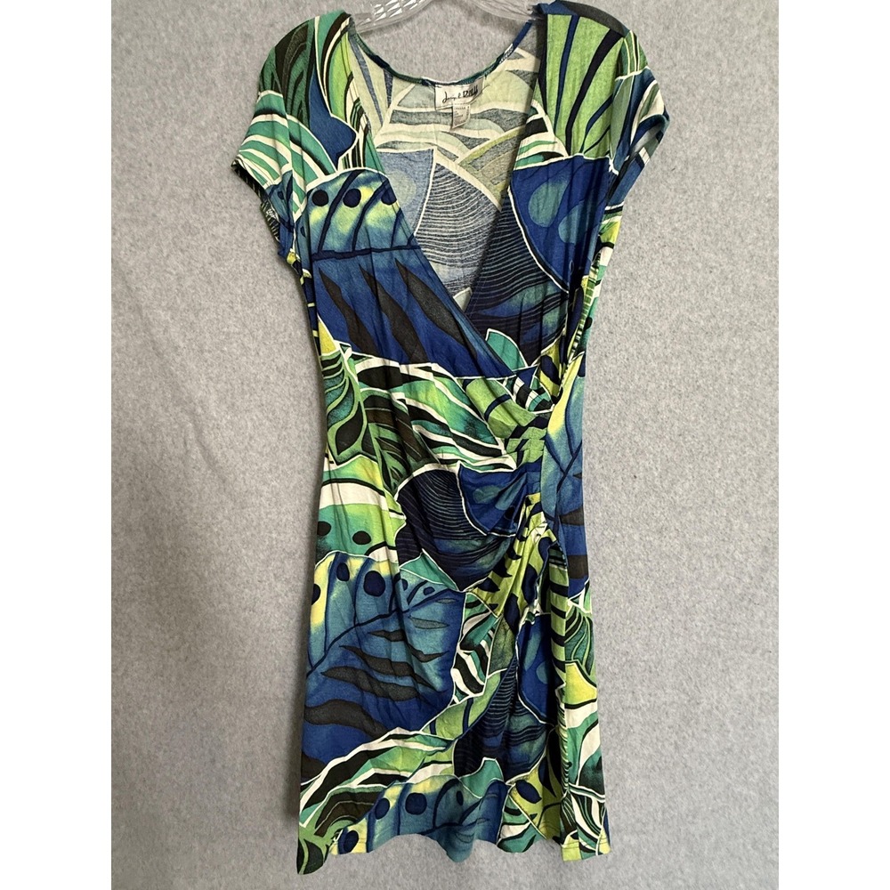 Joseph Ribkoff Dress Womens 8 Multicolor Tropical Print Ruched Wrap Knit